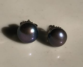 Pair of Silver Pearl Earrings