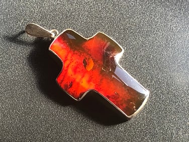 Vintage Silver Amber Pendant