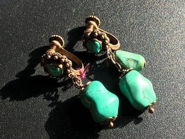 Pair of Silver Turquoise Earrings