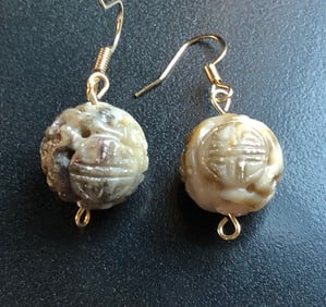 Pair of Carved Longevity Earrings