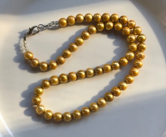 Natural Gold Pearl Necklace