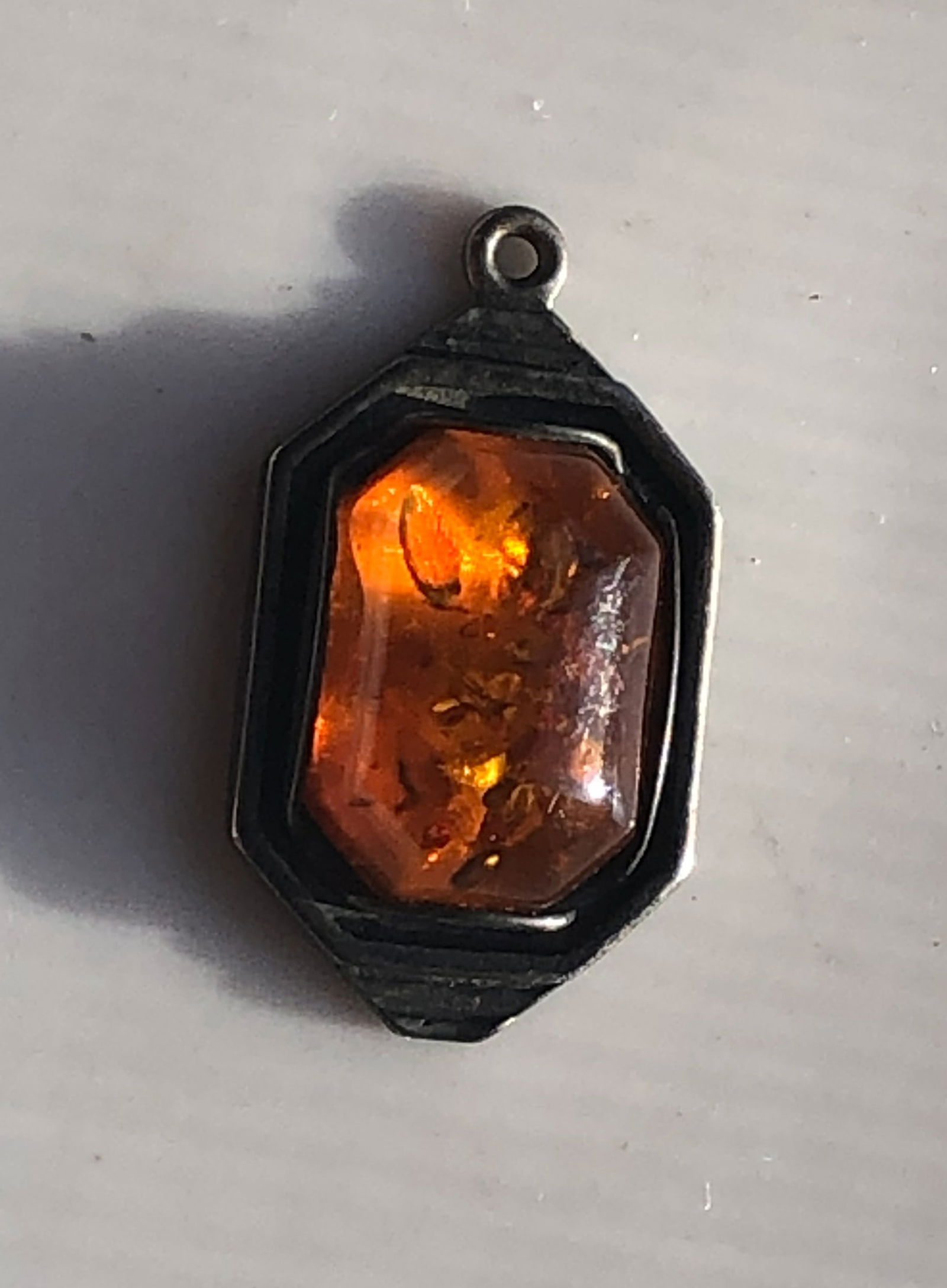 Vintage Silver Amber Pendant: Vintage Silver Amber Pendant