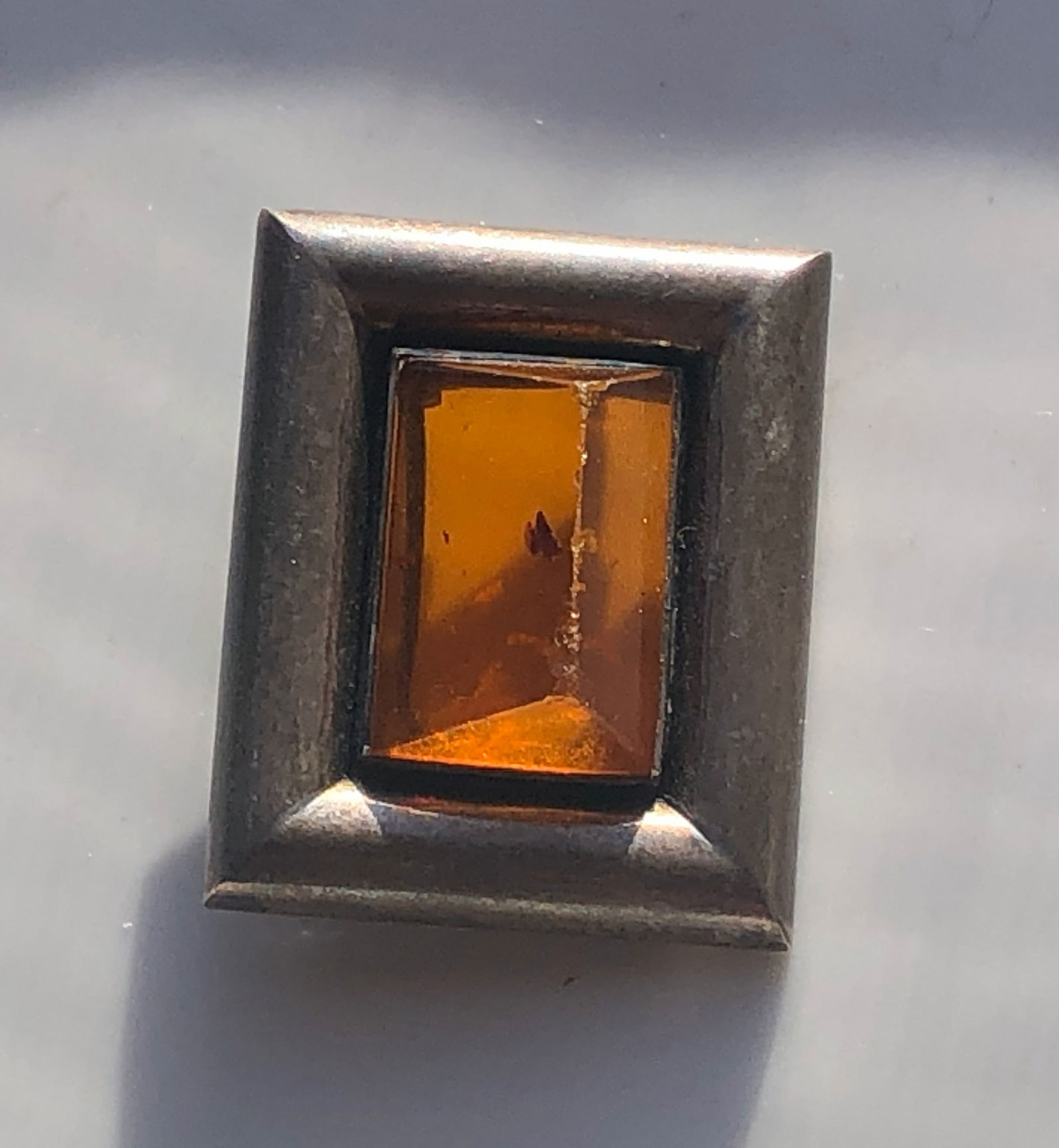 Vintage Silver Amber Brooch: Vintage Silver Amber Brooch