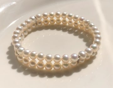 Vintage Silver Pearl Bracelet