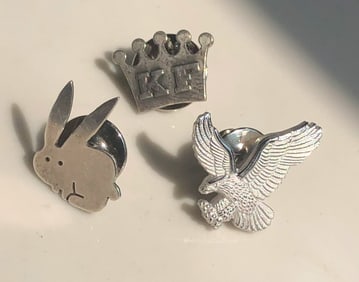 Three silver Pins