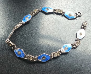 Vintage Silver Enamel Bracelet