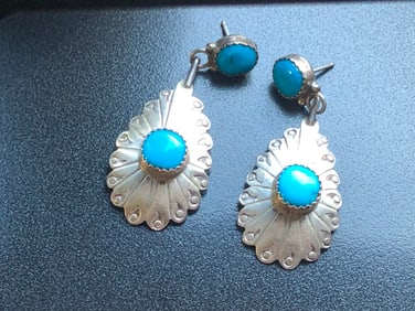 Pair of Silver Turquoise Earrings