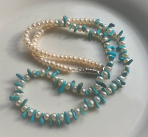 Vintage Pearl Turquoise Necklace