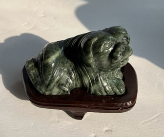 Vintage Carved Dog Statue