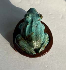 Vintage Turquoise Frog Statue