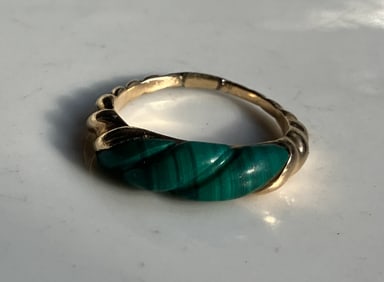 14K Gold Malachite Ring
