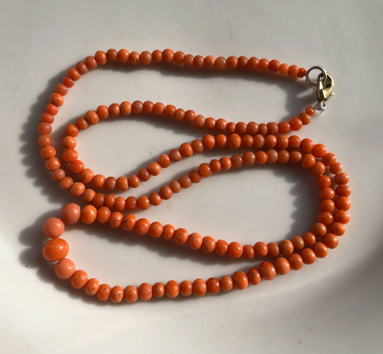 Antique Red Coral Necklace: Antique Red Coral Necklace, Length: 22"