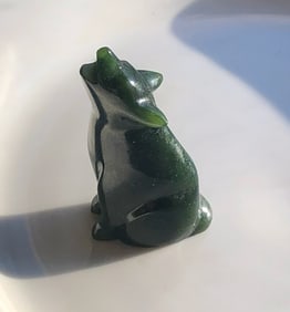 Vintage Green Jade Wolf Statue
