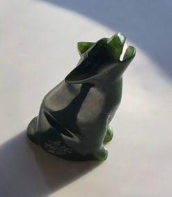 Vintage Green Jade Wolf Statue