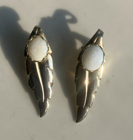 Pair of White Opal Earrings