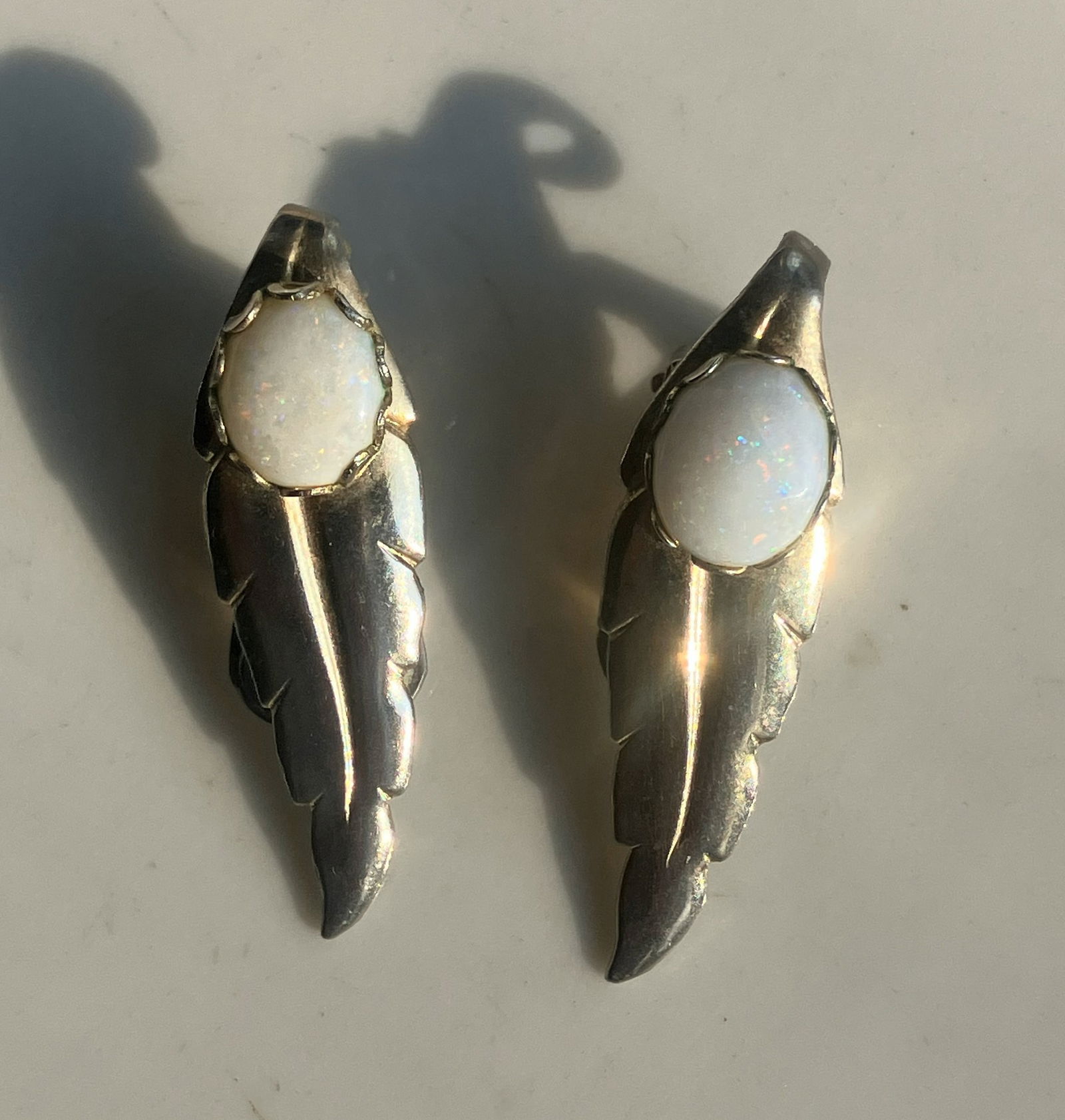 Pair of White Opal Earrings: Pair of White Opal Earrings