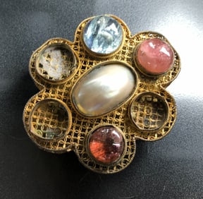 Antique Chinese Gem Belt buckle