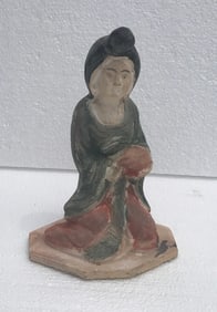 Chinese Pottery Figures, H Of Tallest: 8 1/4 In. (21 Cm.)