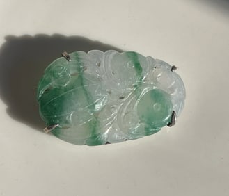 Antique Carved Jadeite Brooch Pin