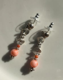 Pair of Silver Coral Earrings