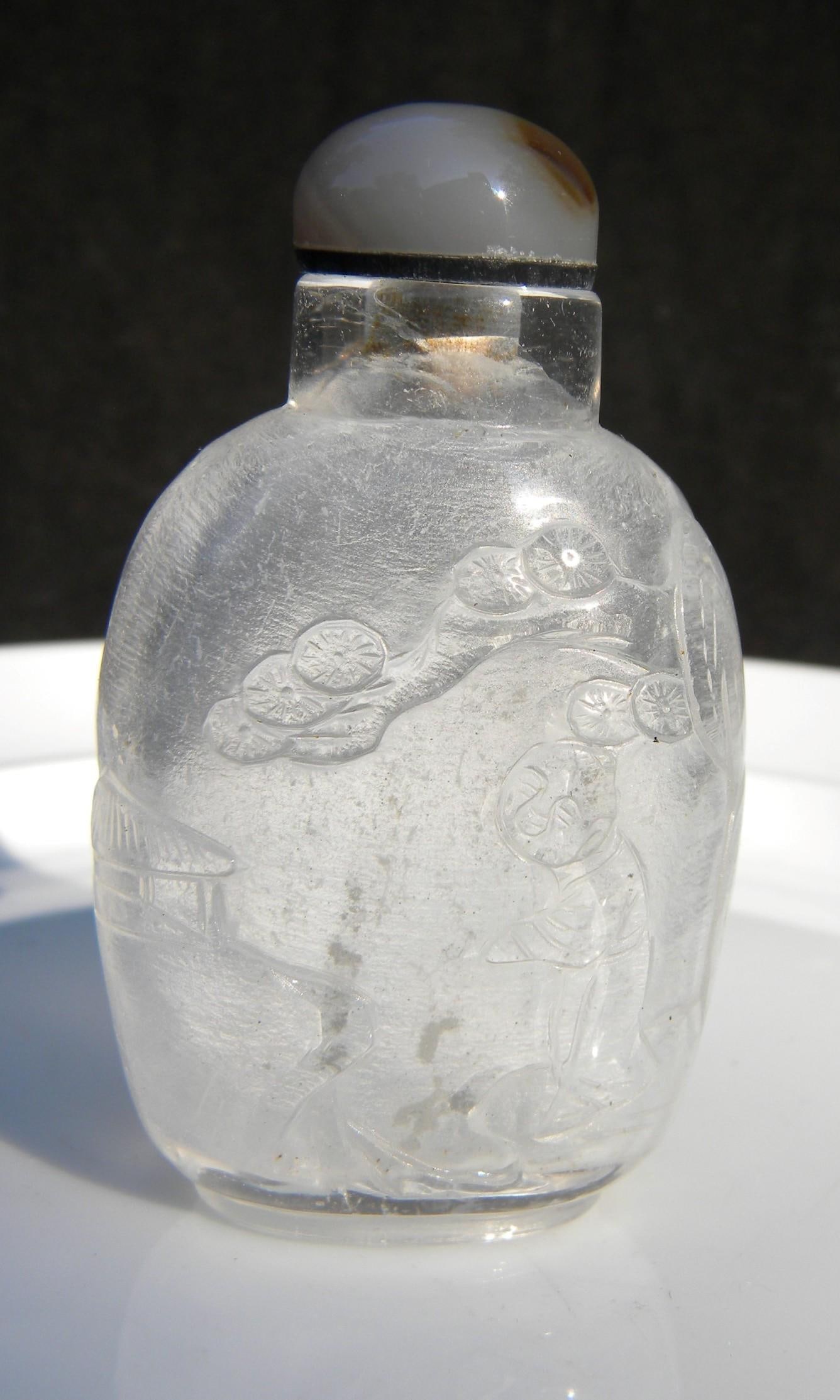 Antique Crystal Snuff Bottle, Size: 2.5" (1 of 3)