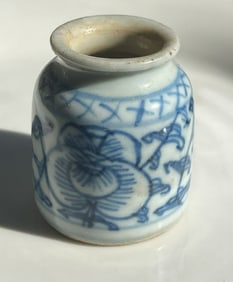 Antique Blue and White Bird Feeder