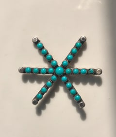 Vintage Silver Turquoise Brooch Pin