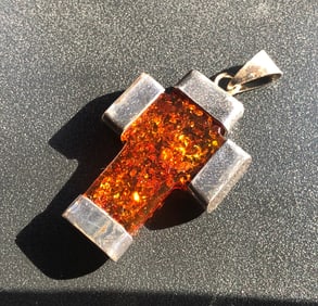 Vintage Silver Amber Pendant
