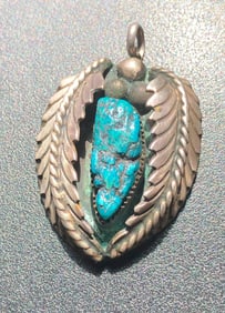 Vintage Silver Turquoise  Pendant