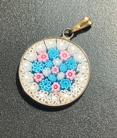 Vintage Silver Glass Pendant