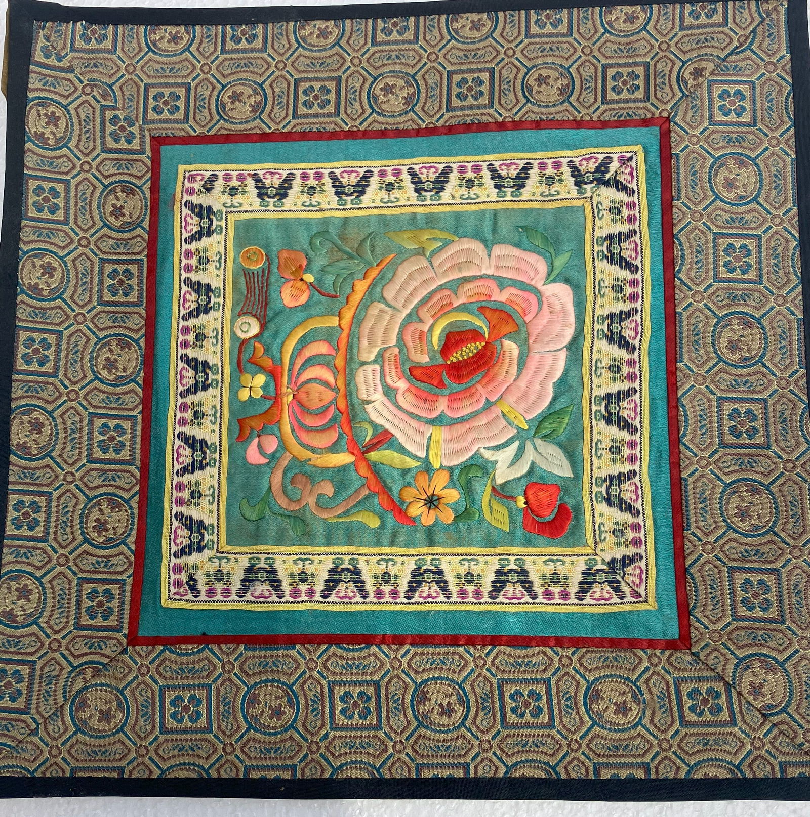 Vintage Embroidery Panel: Vintage Embroidery Panel, Size: 9" x 9"