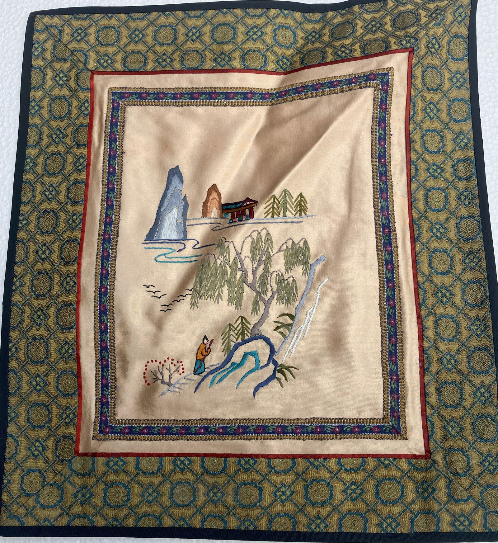 Vintage Embroidery Panel: Vintage Embroidery Panel, Size: 11" x 10"