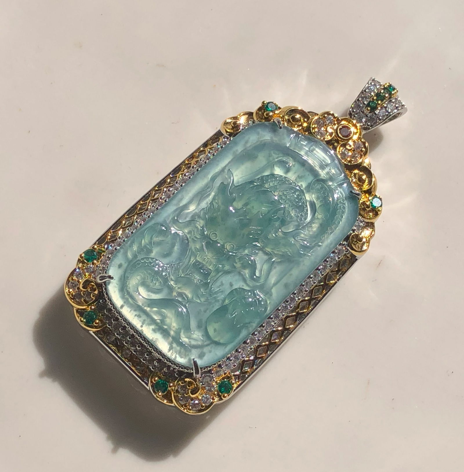 Natural Jadeite Dragon Pendant with Certificate (1 of 3)