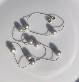 Vintage Italy Silver Pearl Necklace