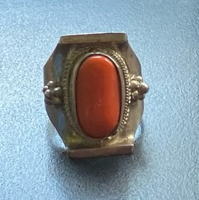 Vintage silver Coral Ring