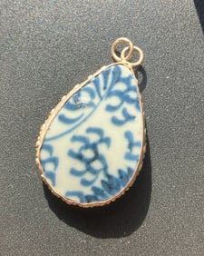 Vintage Blue and White Porcelain Pendant