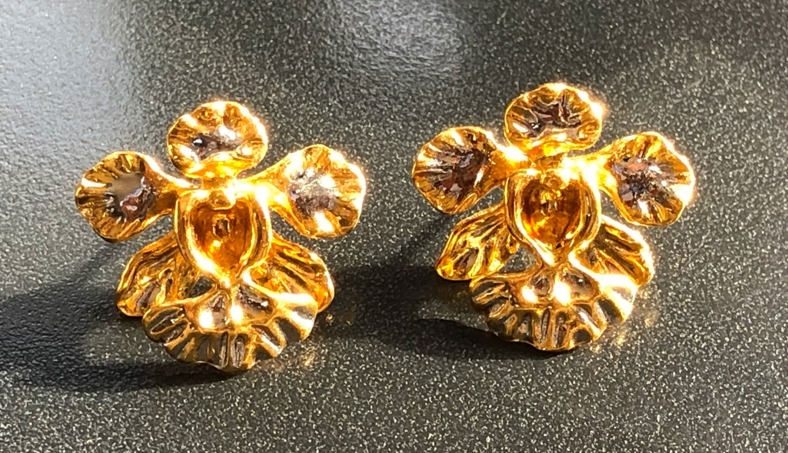 Pair of Gold Filled Orchid Earrings: Pair of Gold Filled Orchid Earrings