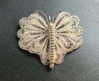 Vintage Silver Buttefly Brooch Pin