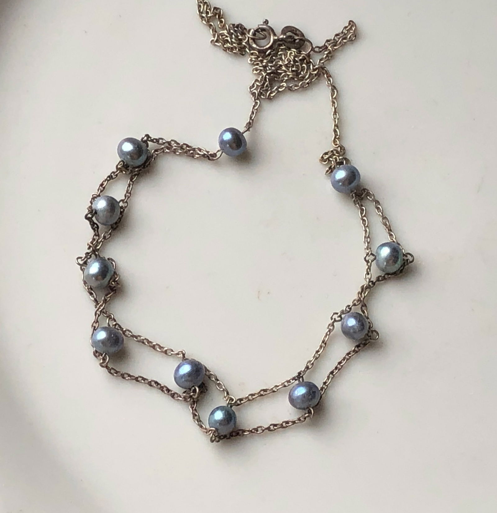 Vintage Silver Pearl Necklace: Vintage Silver Pearl Necklace