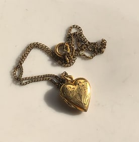 Antique Gold Filled Heart Locket Necklace