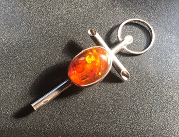 Vintage Silver Amber Pendant