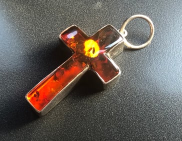 Vintage Silver Amber Pendant
