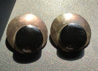 Pair of Silver Black Onyx Earrings