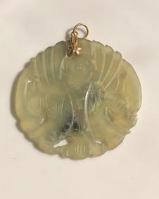 Vintage Jade Pendant 14K gold Bale