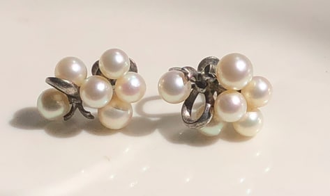 Pair of Sea Pearl Silver Earrings