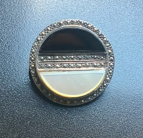 Decorative Round Silver Brooch