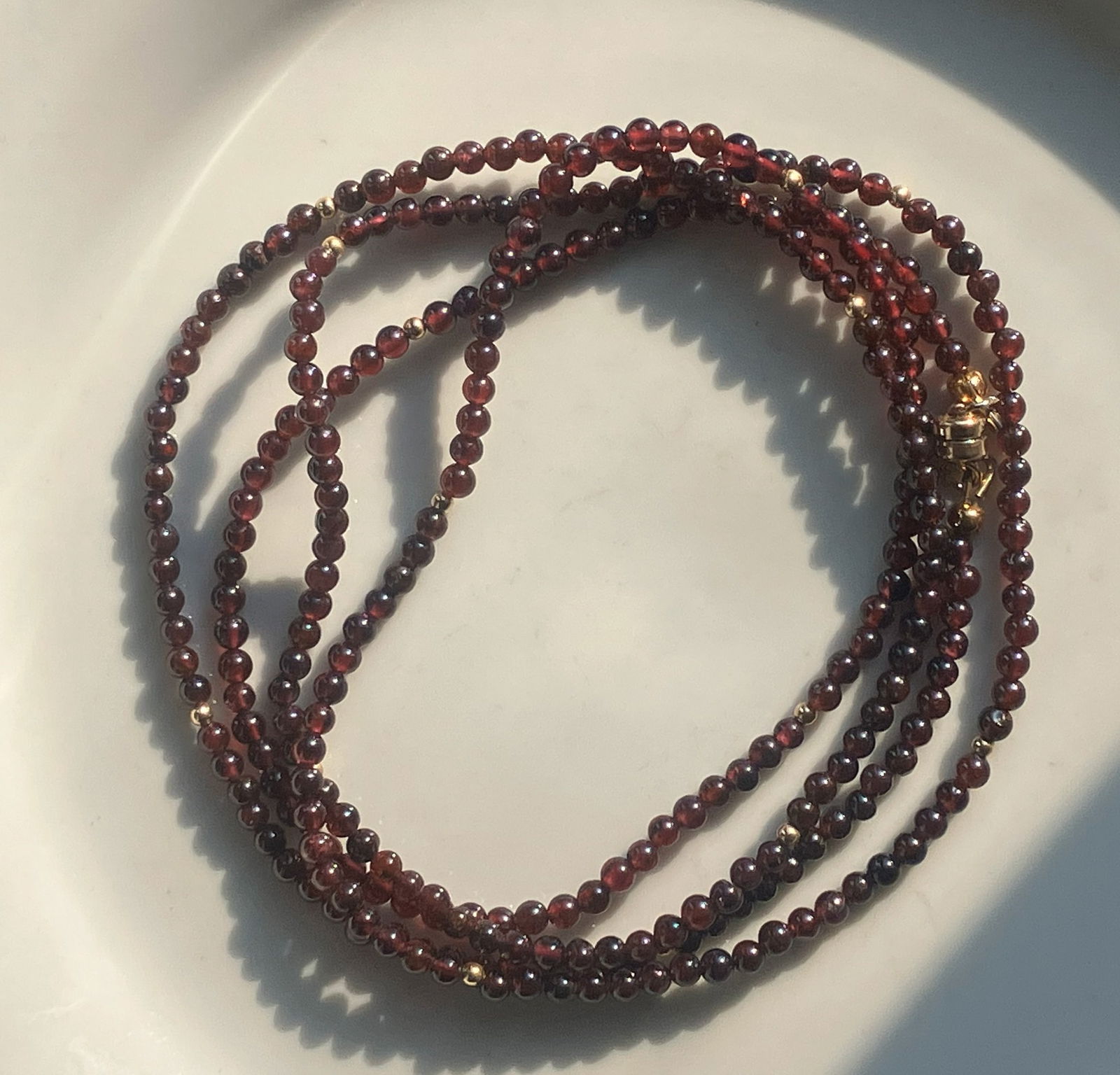 Vintage Garnet Necklace: Vintage Garnet Necklace, Length: 40"