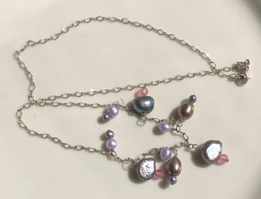 Vintage Silver Pearl Necklace