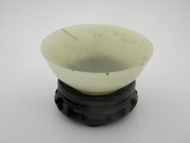 Antique Chinese White Nephrite Jade Bowl, size: W: 4", H: 3"