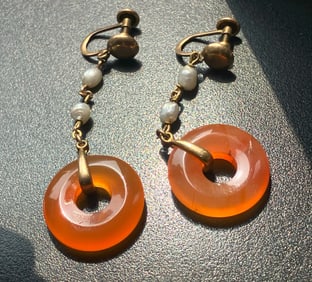 Pair of Antique carnelian Earrings